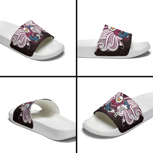 Custom Manly Warringah Sea Eagles Slide Sandals Sea Eagle Warrior Polynesia Islander Rugby Mascot