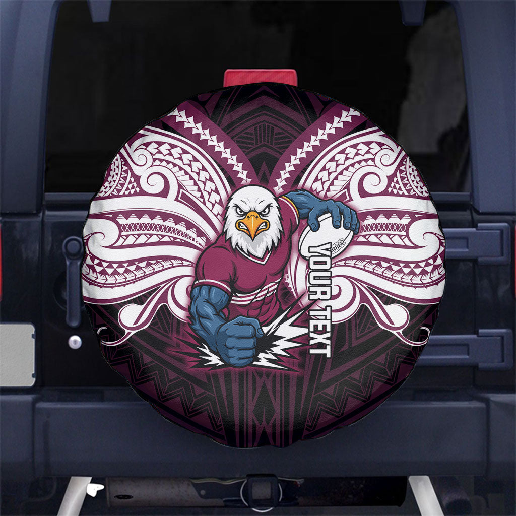Custom Manly Warringah Sea Eagles Spare Tire Cover Sea Eagle Warrior Polynesia Islander Rugby Mascot