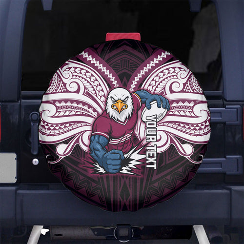 Custom Manly Warringah Sea Eagles Spare Tire Cover Sea Eagle Warrior Polynesia Islander Rugby Mascot