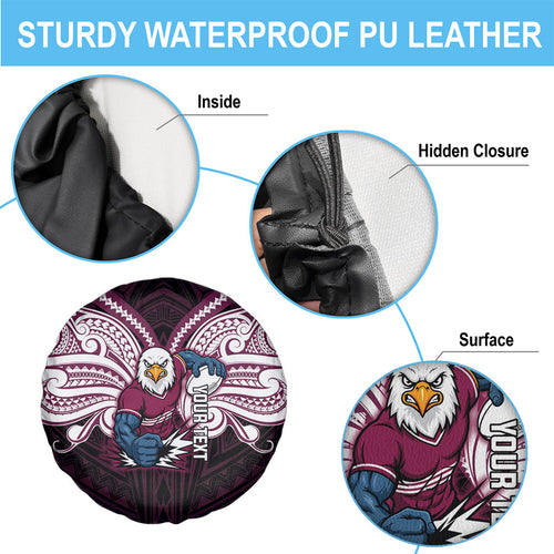 Custom Manly Warringah Sea Eagles Spare Tire Cover Sea Eagle Warrior Polynesia Islander Rugby Mascot