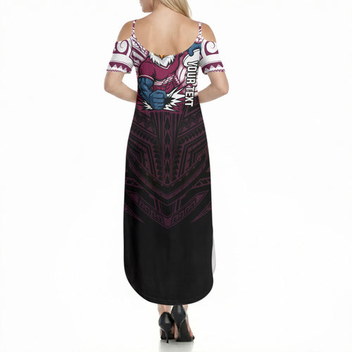 Custom Manly Warringah Sea Eagles Summer Maxi Dress Sea Eagle Warrior Polynesia Islander Rugby Mascot