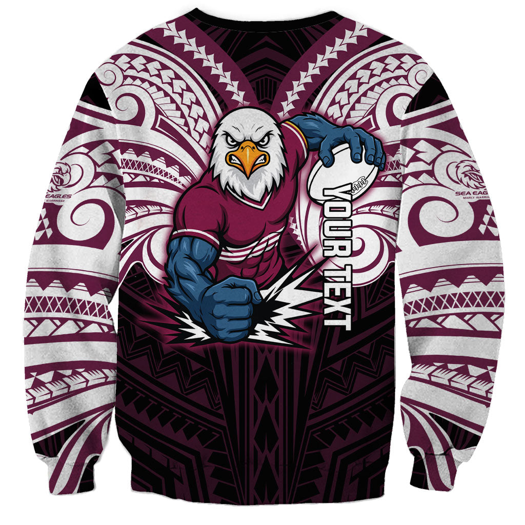 Custom Manly Warringah Sea Eagles Sweatshirt Sea Eagle Warrior Polynesia Islander Rugby Mascot