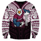 Custom Manly Warringah Sea Eagles Sweatshirt Sea Eagle Warrior Polynesia Islander Rugby Mascot