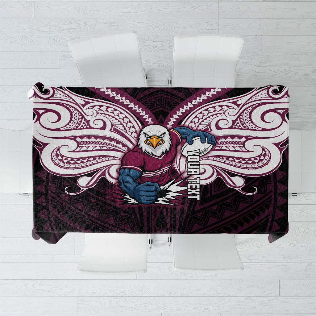 Custom Manly Warringah Sea Eagles Tablecloth Sea Eagle Warrior Polynesia Islander Rugby Mascot