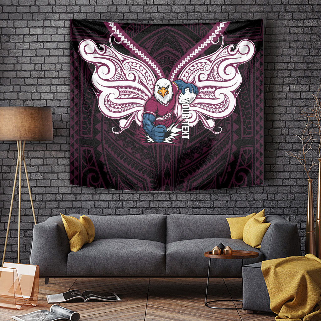 Custom Manly Warringah Sea Eagles Tapestry Sea Eagle Warrior Polynesia Islander Rugby Mascot