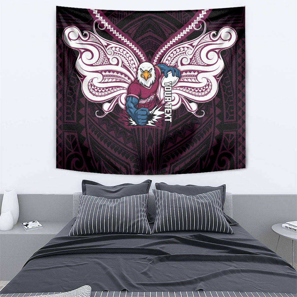 Custom Manly Warringah Sea Eagles Tapestry Sea Eagle Warrior Polynesia Islander Rugby Mascot