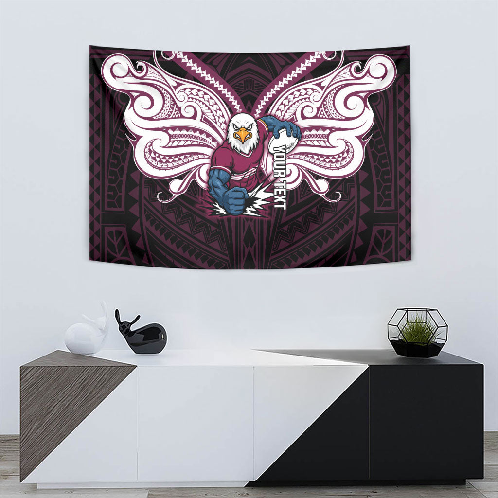 Custom Manly Warringah Sea Eagles Tapestry Sea Eagle Warrior Polynesia Islander Rugby Mascot