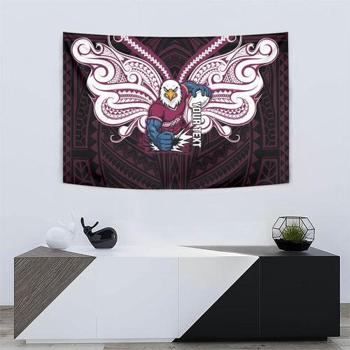 Custom Manly Warringah Sea Eagles Tapestry Sea Eagle Warrior Polynesia Islander Rugby Mascot