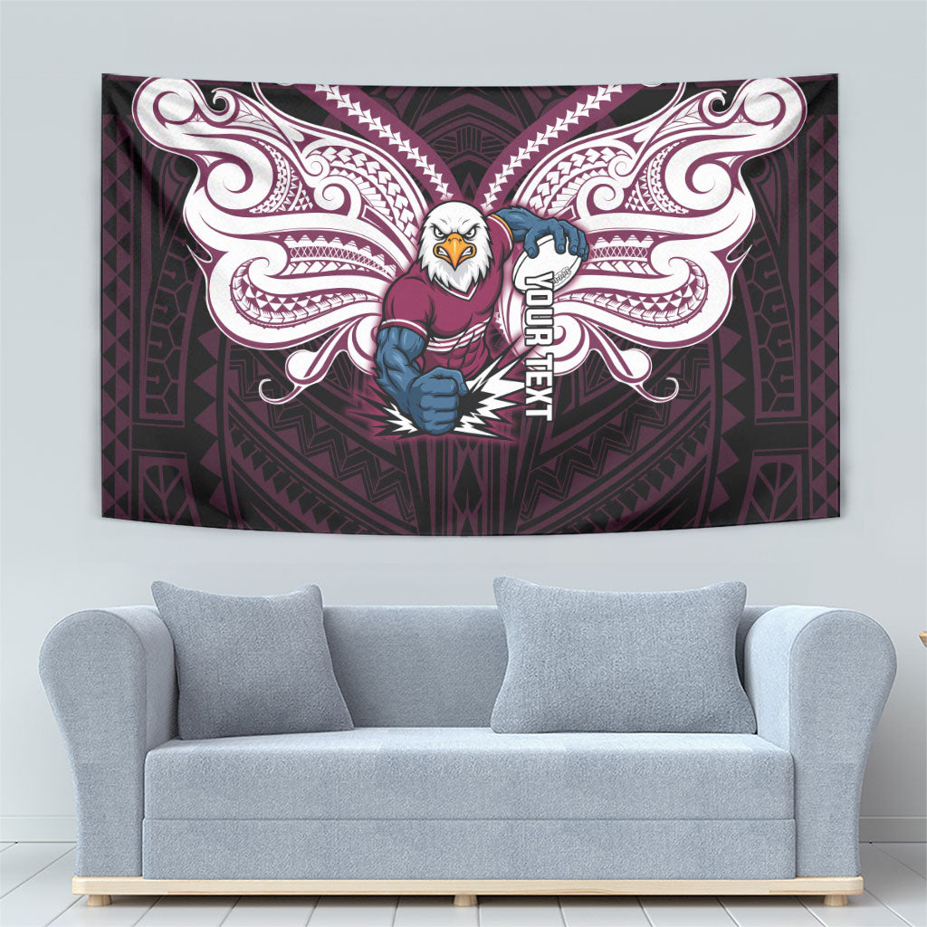Custom Manly Warringah Sea Eagles Tapestry Sea Eagle Warrior Polynesia Islander Rugby Mascot