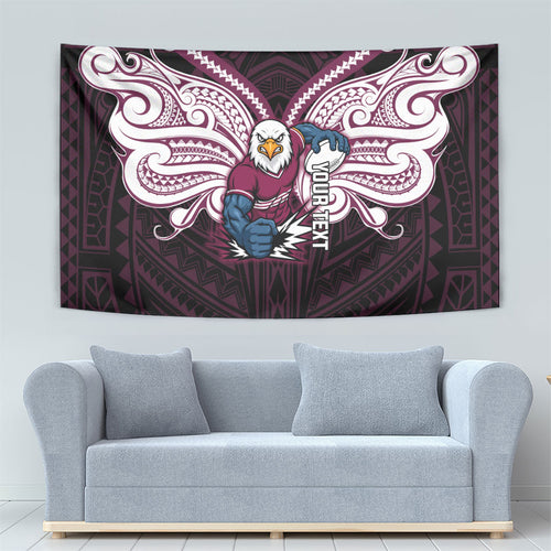 Custom Manly Warringah Sea Eagles Tapestry Sea Eagle Warrior Polynesia Islander Rugby Mascot