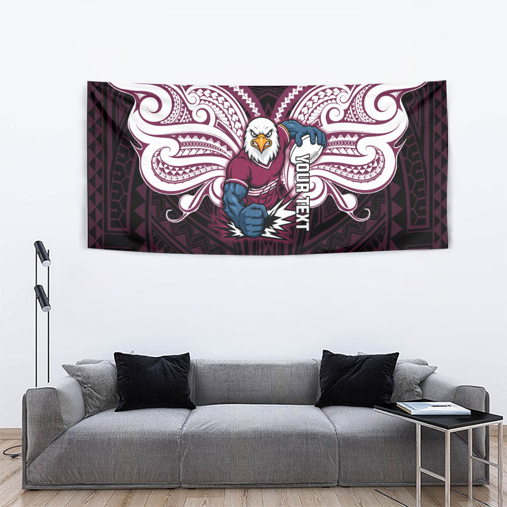 Custom Manly Warringah Sea Eagles Tapestry Sea Eagle Warrior Polynesia Islander Rugby Mascot