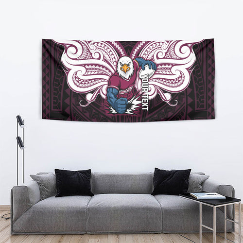Custom Manly Warringah Sea Eagles Tapestry Sea Eagle Warrior Polynesia Islander Rugby Mascot