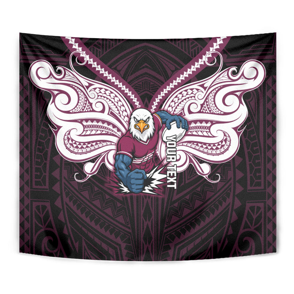 Custom Manly Warringah Sea Eagles Tapestry Sea Eagle Warrior Polynesia Islander Rugby Mascot