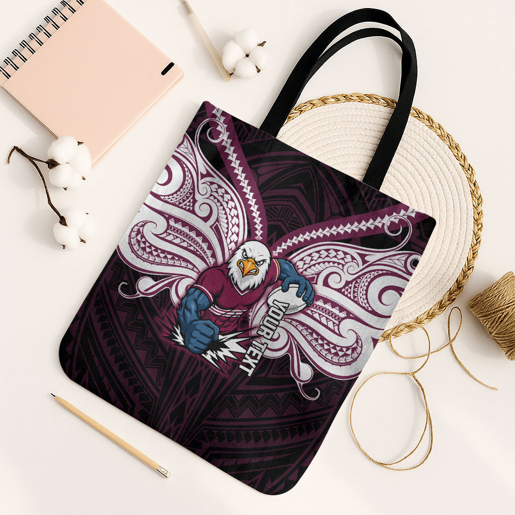 Custom Manly Warringah Sea Eagles Tote Bag Sea Eagle Warrior Polynesia Islander Rugby Mascot