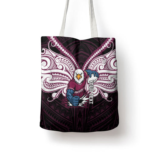 Custom Manly Warringah Sea Eagles Tote Bag Sea Eagle Warrior Polynesia Islander Rugby Mascot