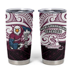 Custom Manly Warringah Sea Eagles Tumbler Cup Sea Eagle Warrior Polynesia Islander Rugby Mascot