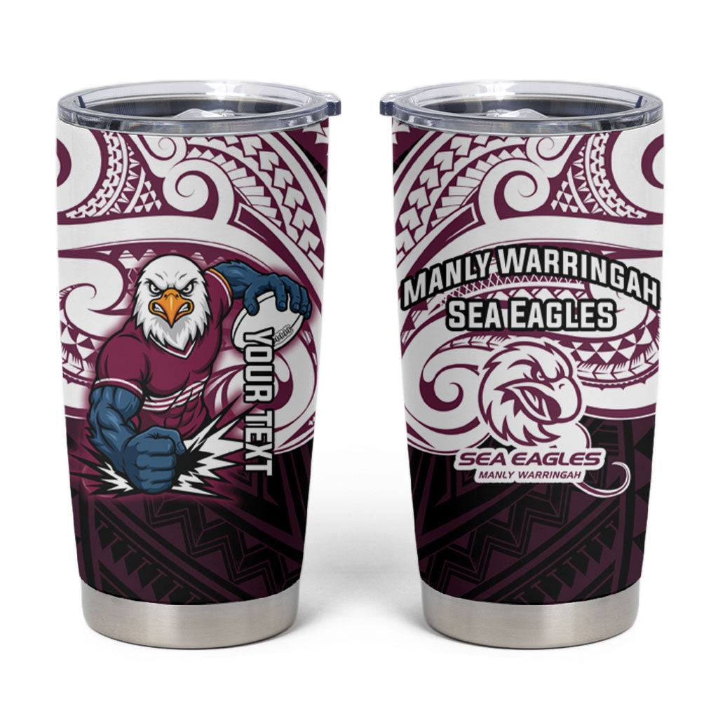 Custom Manly Warringah Sea Eagles Tumbler Cup Sea Eagle Warrior Polynesia Islander Rugby Mascot