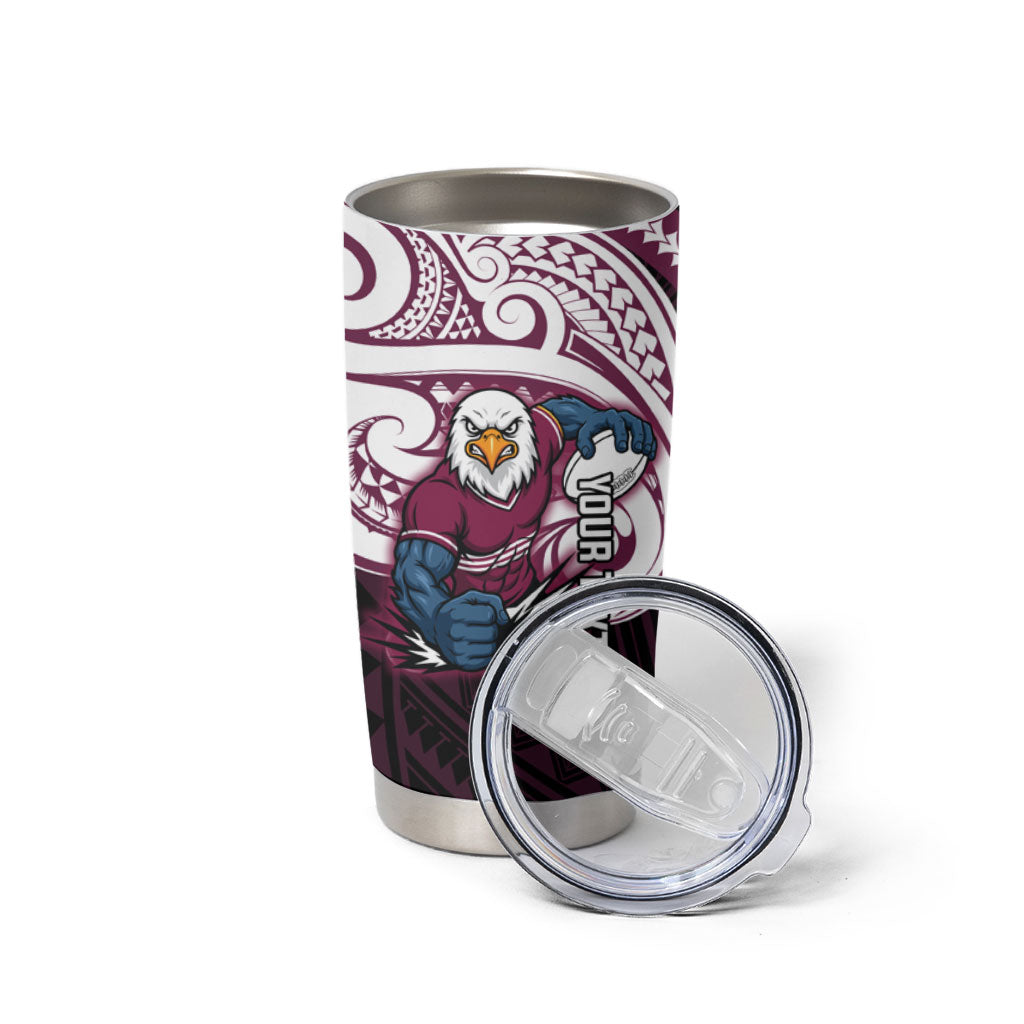 Custom Manly Warringah Sea Eagles Tumbler Cup Sea Eagle Warrior Polynesia Islander Rugby Mascot