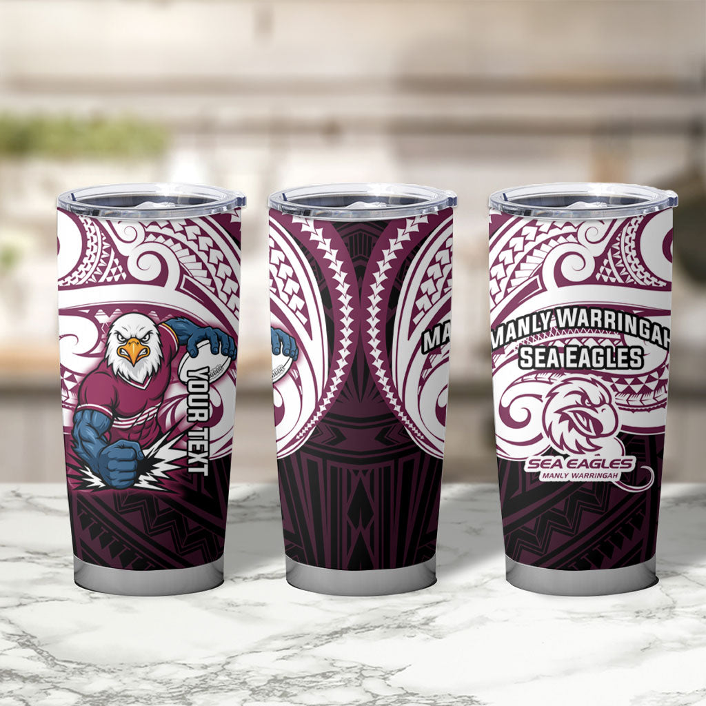 Custom Manly Warringah Sea Eagles Tumbler Cup Sea Eagle Warrior Polynesia Islander Rugby Mascot
