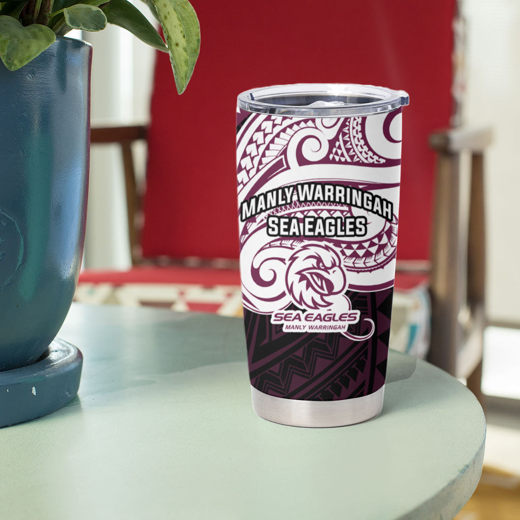 Custom Manly Warringah Sea Eagles Tumbler Cup Sea Eagle Warrior Polynesia Islander Rugby Mascot