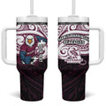 Custom Manly Warringah Sea Eagles Tumbler With Handle Sea Eagle Warrior Polynesia Islander Rugby Mascot