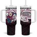 Custom Manly Warringah Sea Eagles Tumbler With Handle Sea Eagle Warrior Polynesia Islander Rugby Mascot