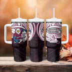 Custom Manly Warringah Sea Eagles Tumbler With Handle Sea Eagle Warrior Polynesia Islander Rugby Mascot
