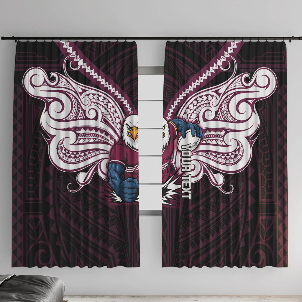 Custom Manly Warringah Sea Eagles Window Curtain Sea Eagle Warrior Polynesia Islander Rugby Mascot