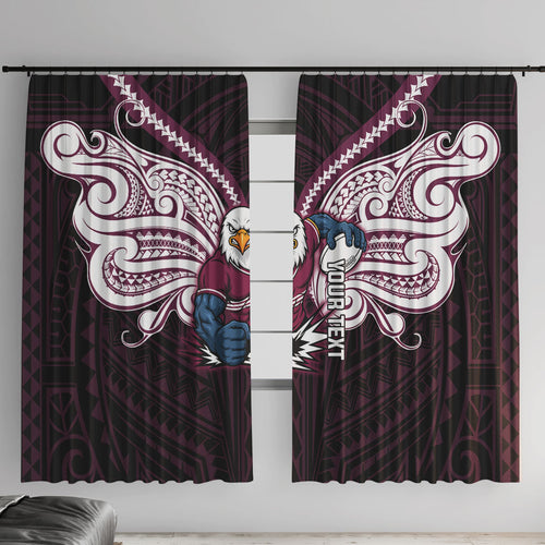 Custom Manly Warringah Sea Eagles Window Curtain Sea Eagle Warrior Polynesia Islander Rugby Mascot