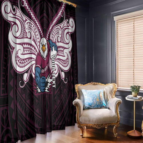 Custom Manly Warringah Sea Eagles Window Curtain Sea Eagle Warrior Polynesia Islander Rugby Mascot