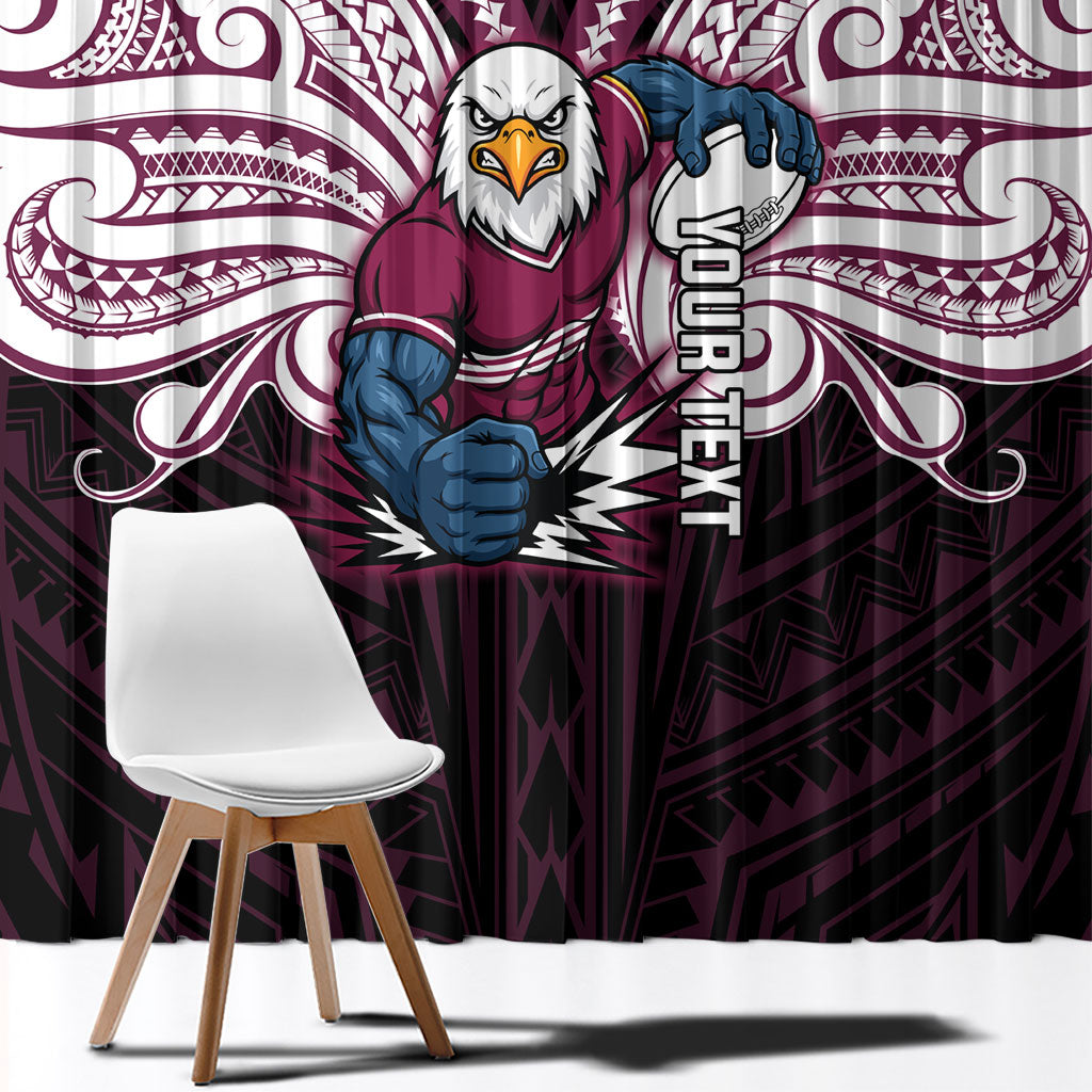 Custom Manly Warringah Sea Eagles Window Curtain Sea Eagle Warrior Polynesia Islander Rugby Mascot