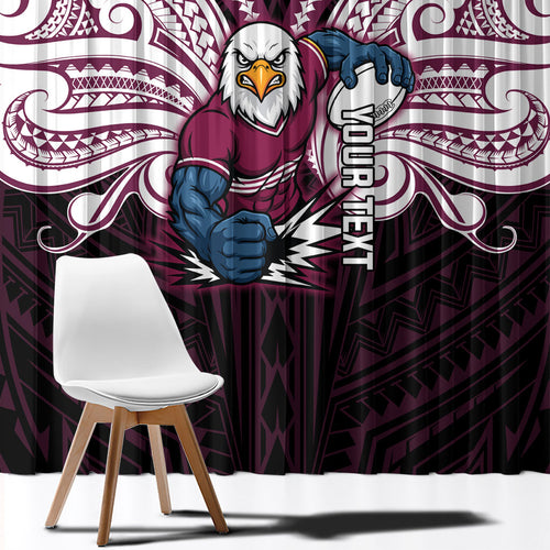Custom Manly Warringah Sea Eagles Window Curtain Sea Eagle Warrior Polynesia Islander Rugby Mascot