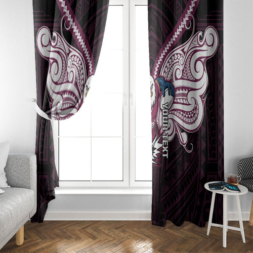 Custom Manly Warringah Sea Eagles Window Curtain Sea Eagle Warrior Polynesia Islander Rugby Mascot
