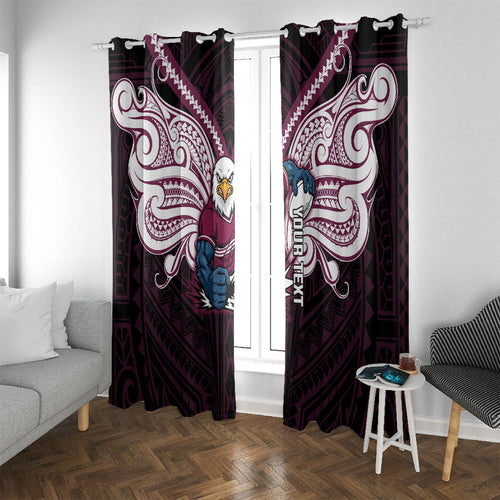 Custom Manly Warringah Sea Eagles Window Curtain Sea Eagle Warrior Polynesia Islander Rugby Mascot