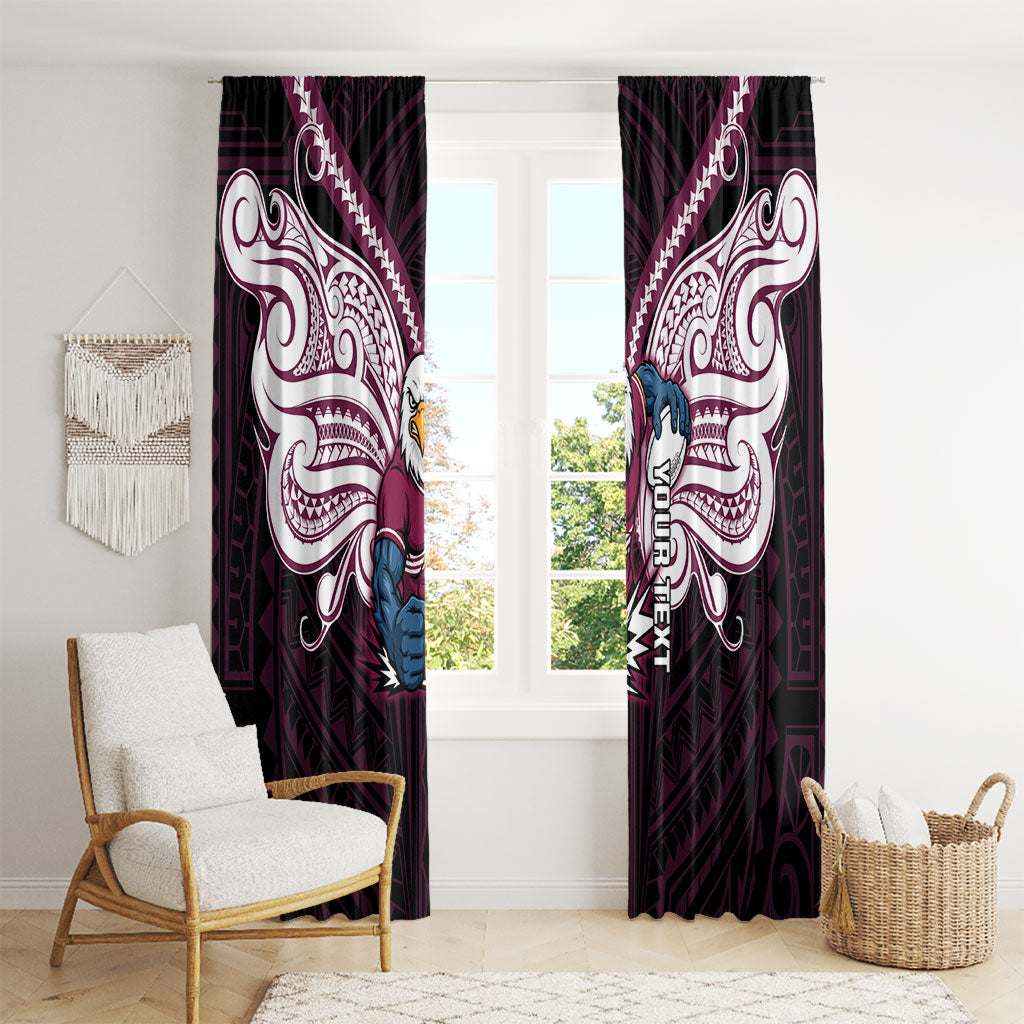 Custom Manly Warringah Sea Eagles Window Curtain Sea Eagle Warrior Polynesia Islander Rugby Mascot