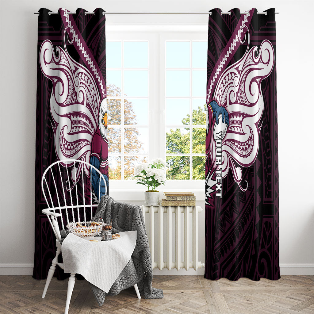 Custom Manly Warringah Sea Eagles Window Curtain Sea Eagle Warrior Polynesia Islander Rugby Mascot