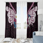 Custom Manly Warringah Sea Eagles Window Curtain Sea Eagle Warrior Polynesia Islander Rugby Mascot