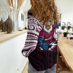 Custom Manly Warringah Sea Eagles Women Casual Shirt Sea Eagle Warrior Polynesia Islander Rugby Mascot