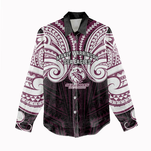 Custom Manly Warringah Sea Eagles Women Casual Shirt Sea Eagle Warrior Polynesia Islander Rugby Mascot