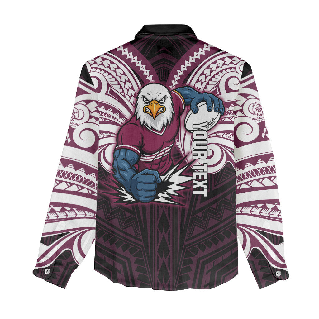 Custom Manly Warringah Sea Eagles Women Casual Shirt Sea Eagle Warrior Polynesia Islander Rugby Mascot