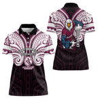Custom Manly Warringah Sea Eagles Women Polo Shirt Sea Eagle Warrior Polynesia Islander Rugby Mascot