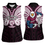 Custom Manly Warringah Sea Eagles Women Sleeveless Polo Shirt Sea Eagle Warrior Polynesia Islander Rugby Mascot