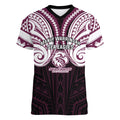 Custom Manly Warringah Sea Eagles Women V-Neck T-Shirt Sea Eagle Warrior Polynesia Islander Rugby Mascot