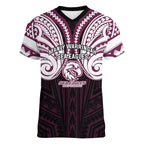 Custom Manly Warringah Sea Eagles Women V-Neck T-Shirt Sea Eagle Warrior Polynesia Islander Rugby Mascot