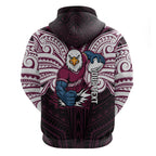 Custom Manly Warringah Sea Eagles Zip Hoodie Sea Eagle Warrior Polynesia Islander Rugby Mascot