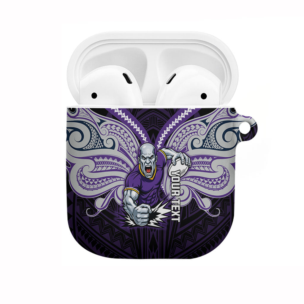 Custom Melbourne Storm AirPods Case Lightning Warrior Polynesia Islander Rugby Mascot