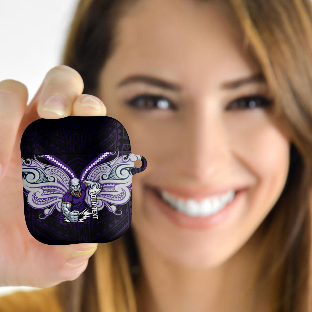 Custom Melbourne Storm AirPods Case Lightning Warrior Polynesia Islander Rugby Mascot