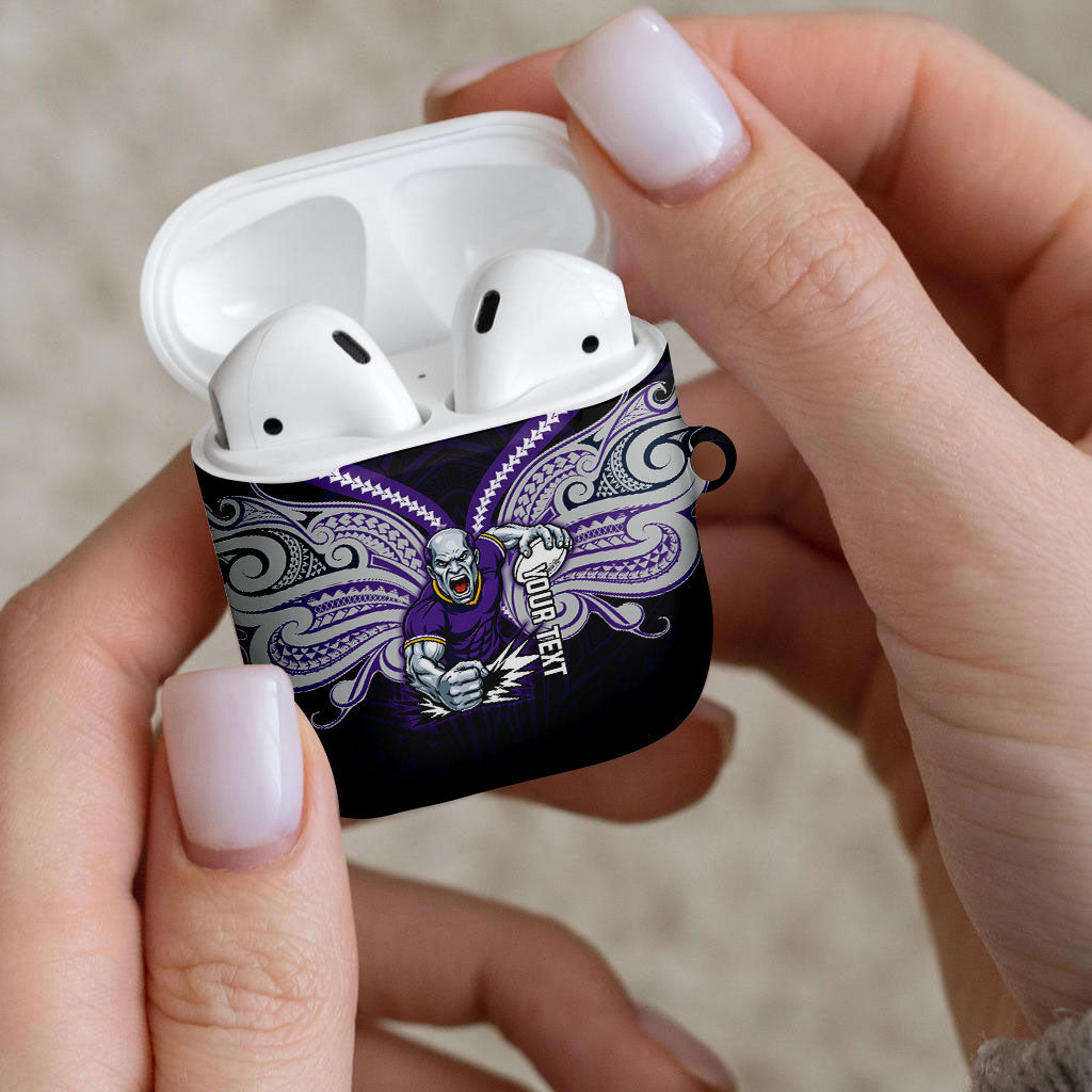 Custom Melbourne Storm AirPods Case Lightning Warrior Polynesia Islander Rugby Mascot