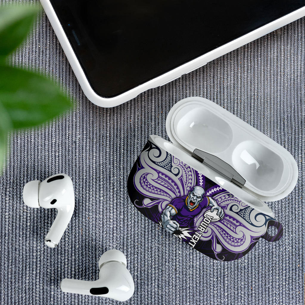 Custom Melbourne Storm AirPods Case Lightning Warrior Polynesia Islander Rugby Mascot