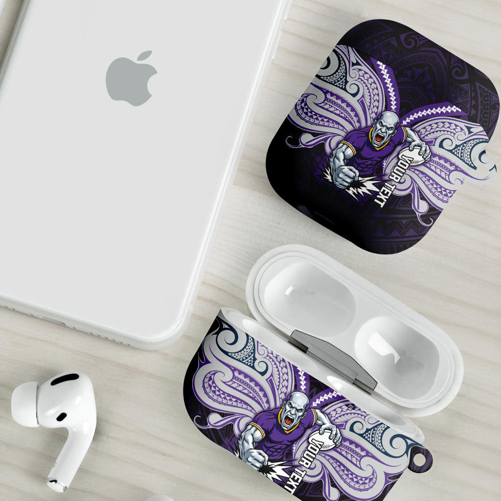 Custom Melbourne Storm AirPods Case Lightning Warrior Polynesia Islander Rugby Mascot